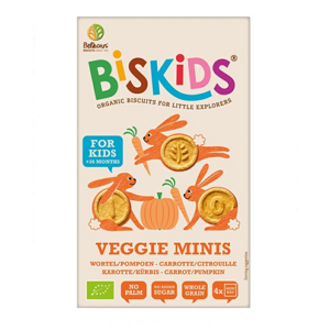 BISkids Dětské celozrnné mini sušenky s mrkví a dýní bez přid. cukru BIO 120 g